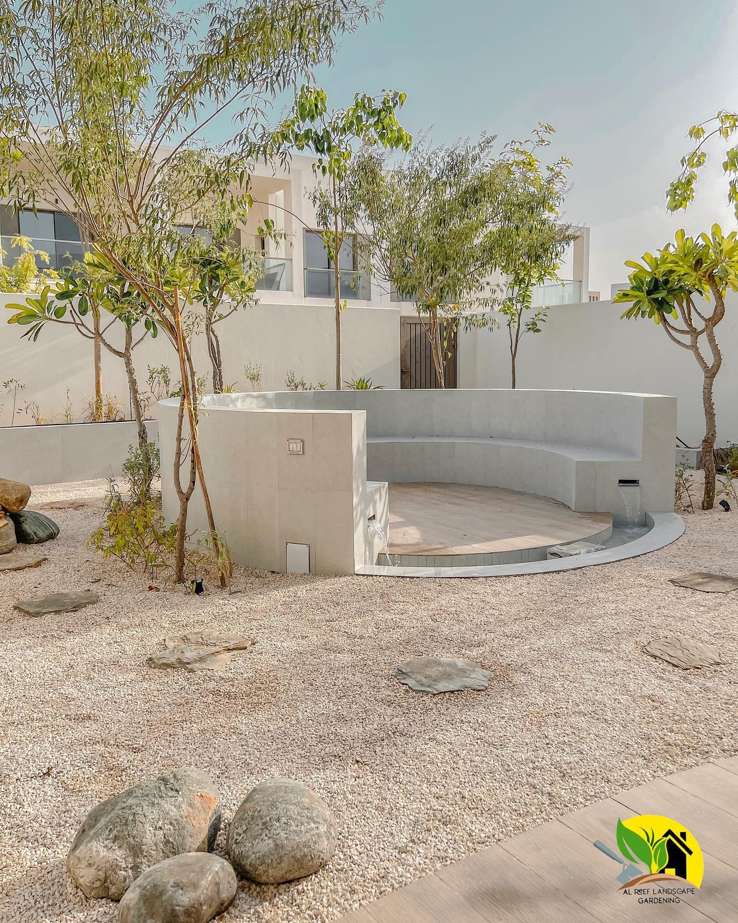 zen garden with volcanic rocks