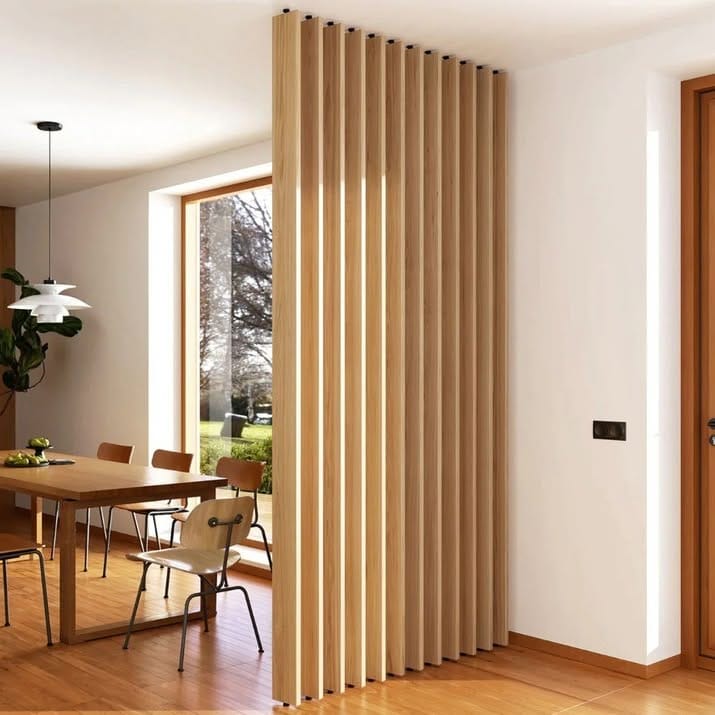hanging wooden slats with trailing plants