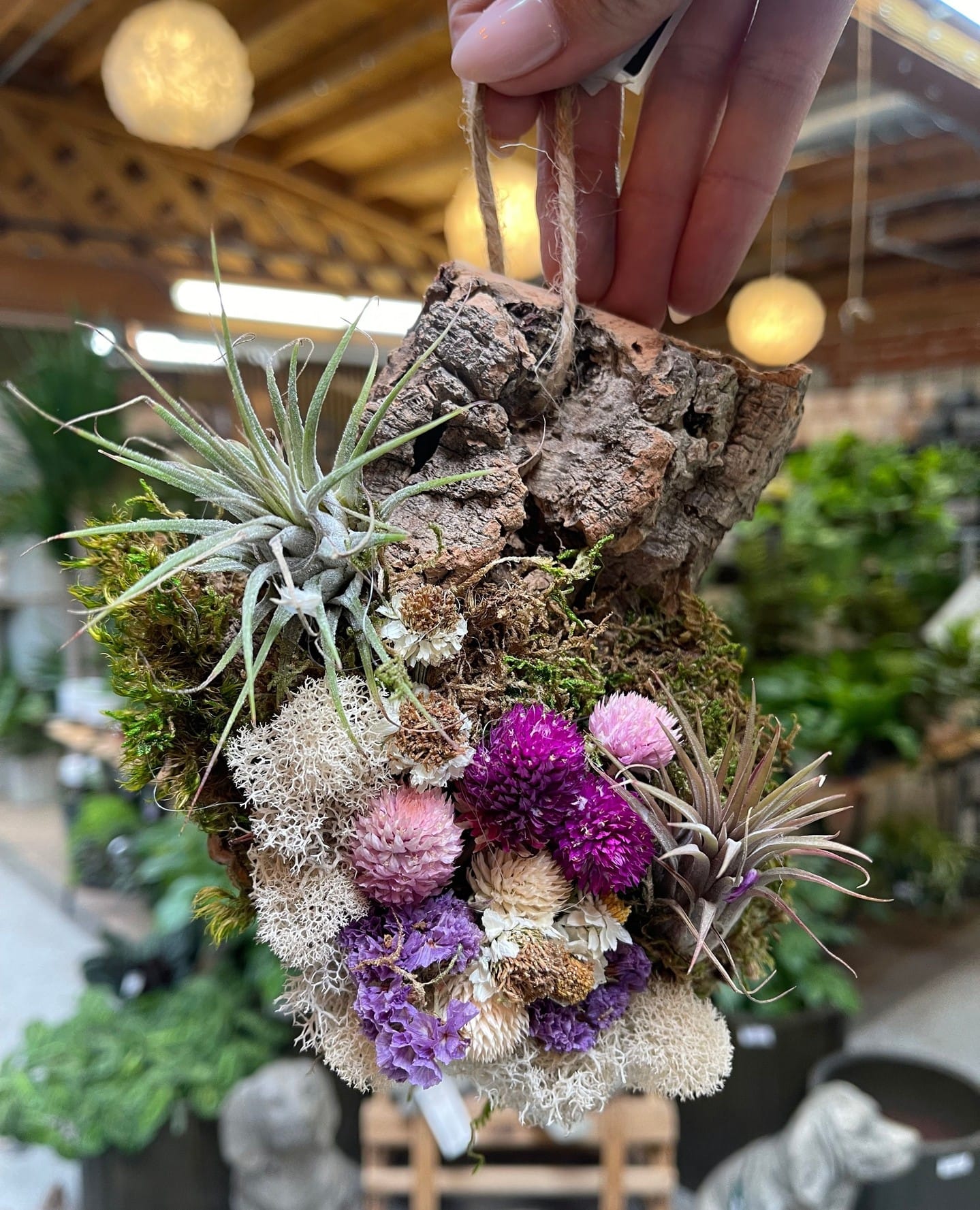 metal sculpture with Tillandsia