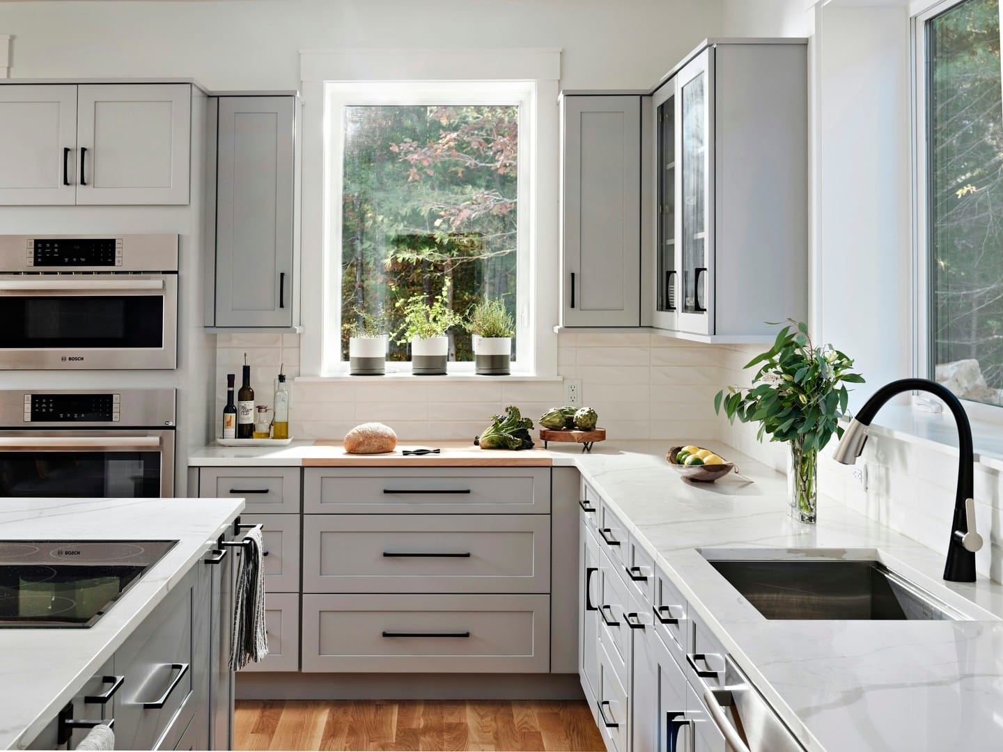 herb plants on kitchen counter