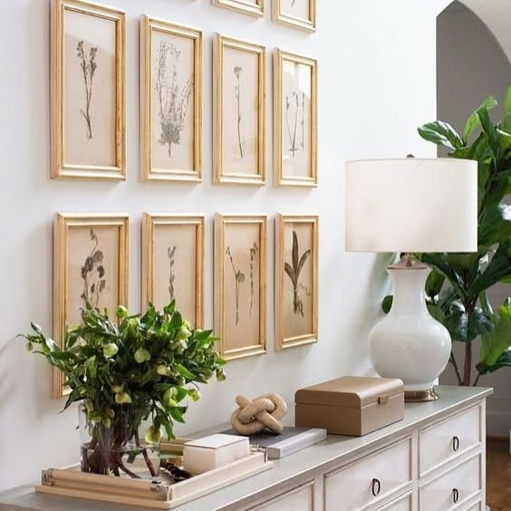 tall potted plant beside console