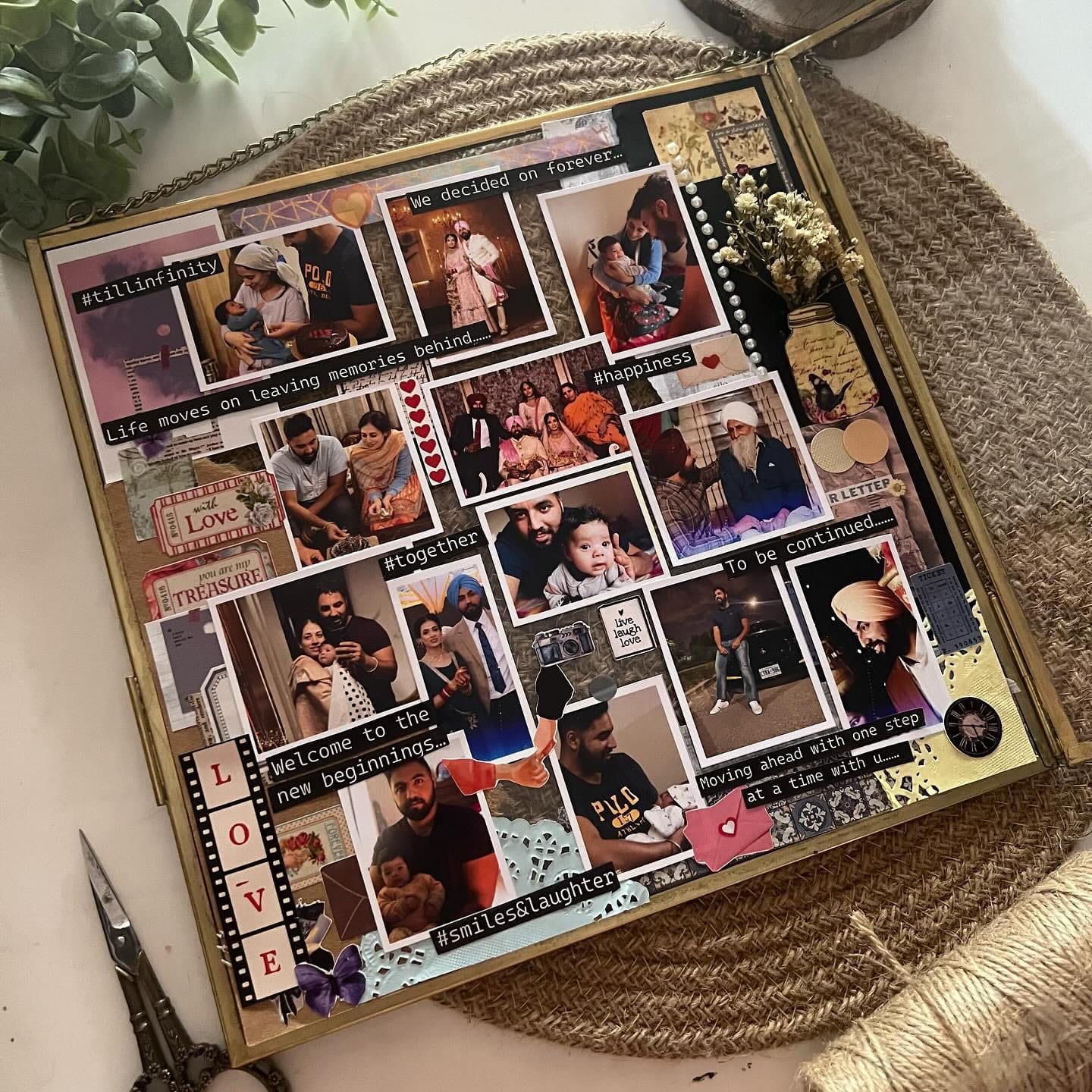 family photos in radio frame