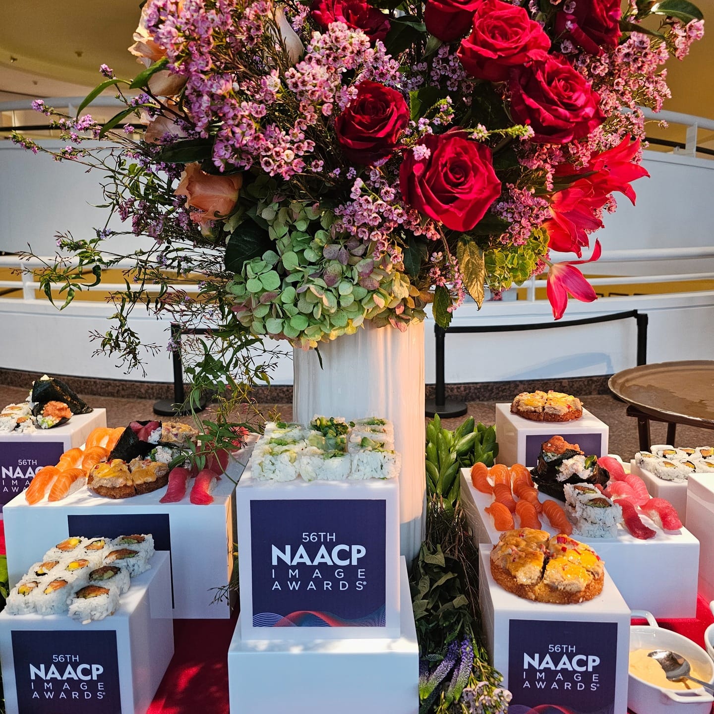 preserved plant arrangement on buffet table