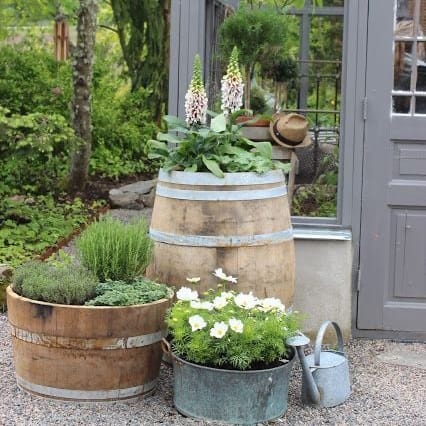 seasonal decor barrel planter