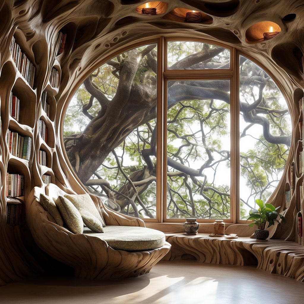 preserved plant arrangement in reading nook