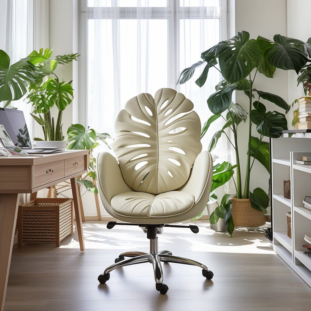 Monstera on home office desk