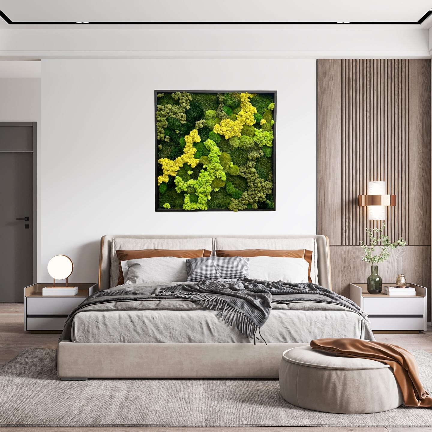 tranquil moss wall in bedroom
