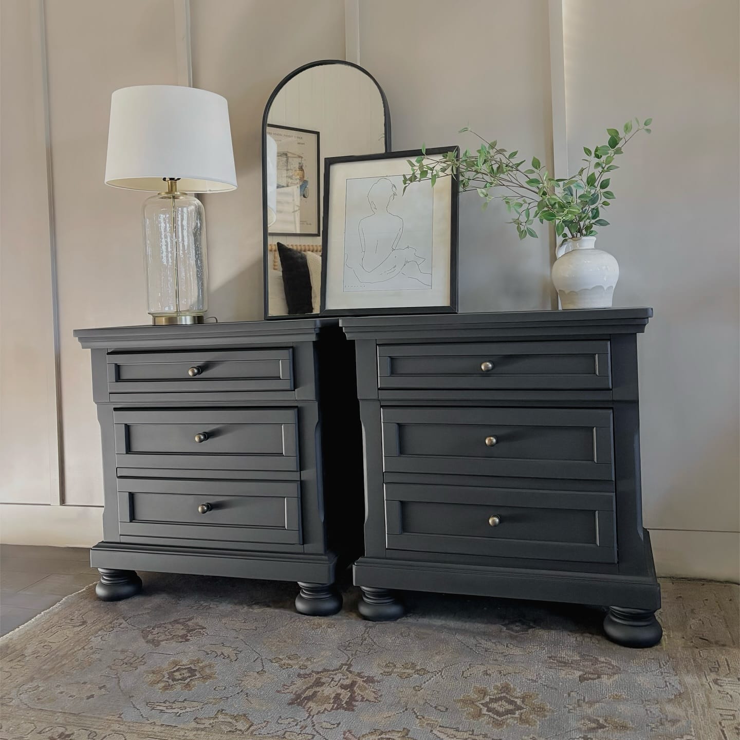 heirloom pot on bedroom nightstand