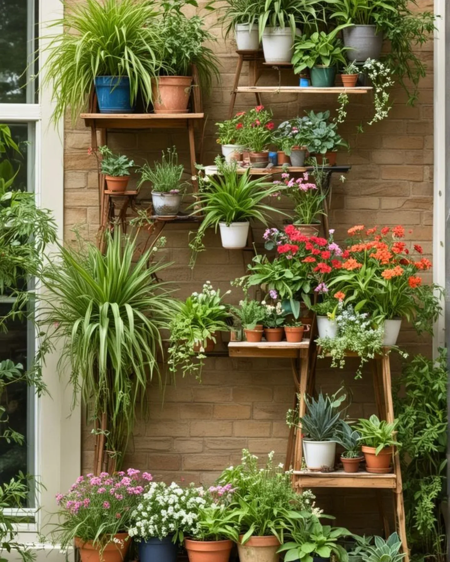 wall-mounted crate with plants
