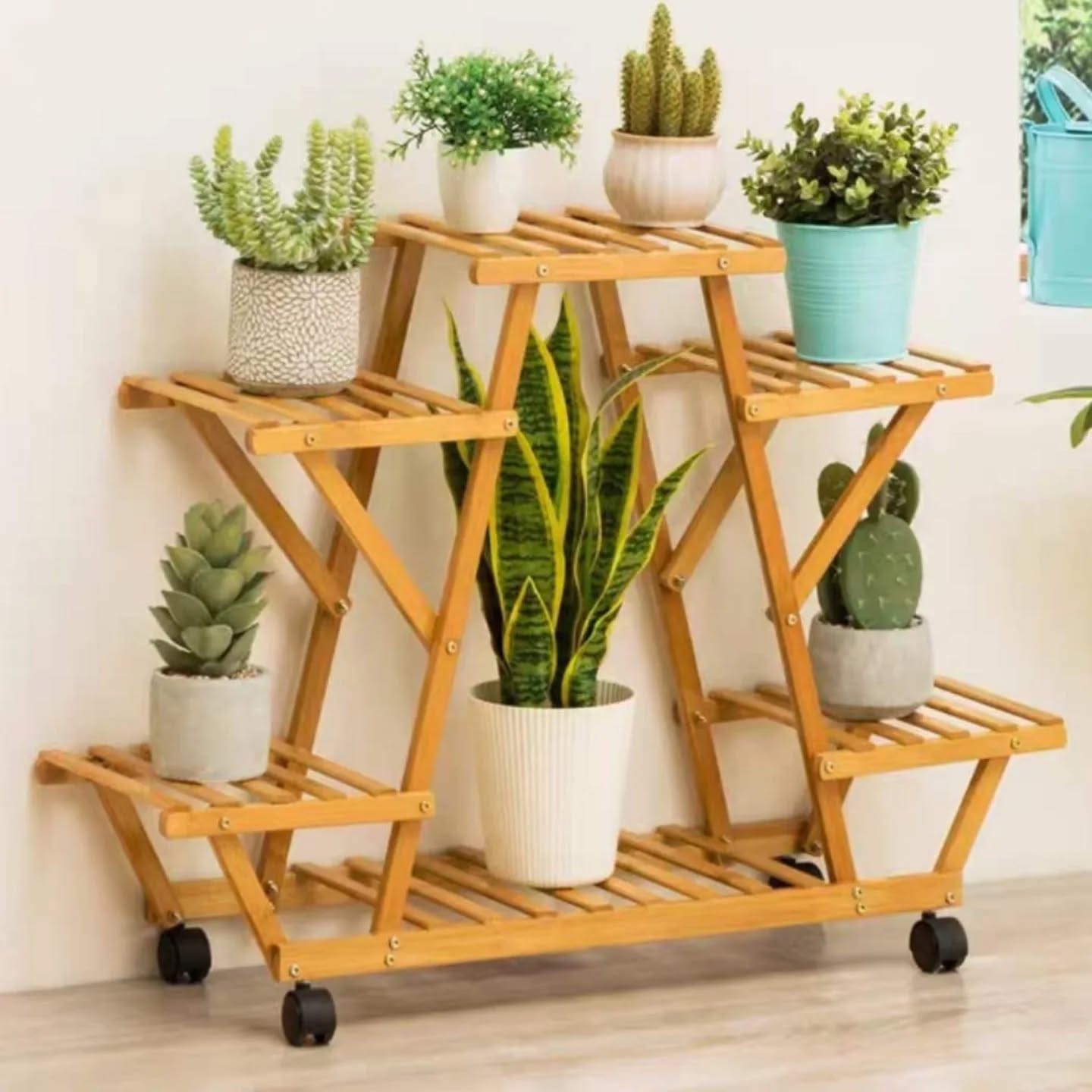 rolling garden cart with pots