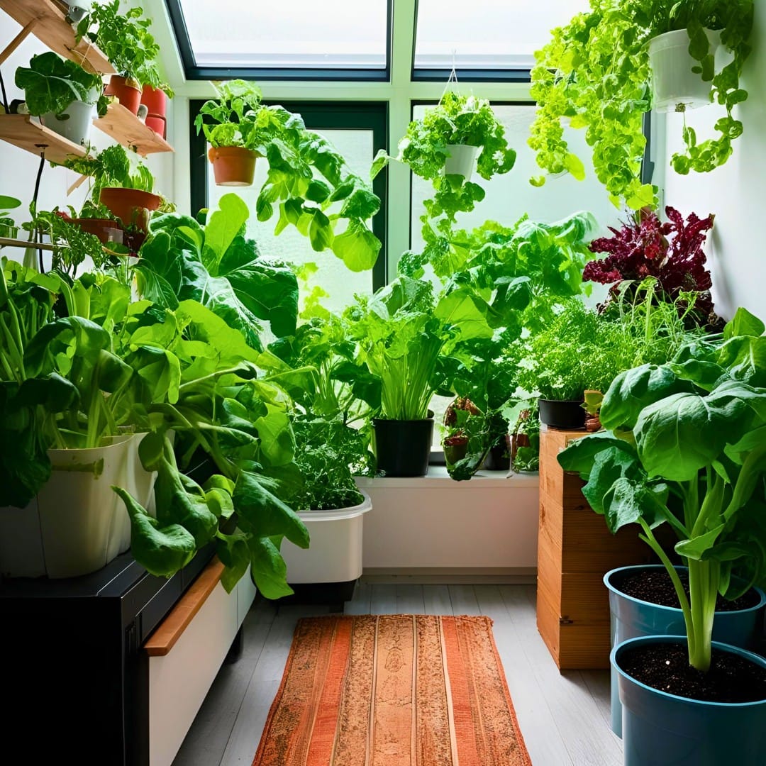 small herb pots on windowsill
