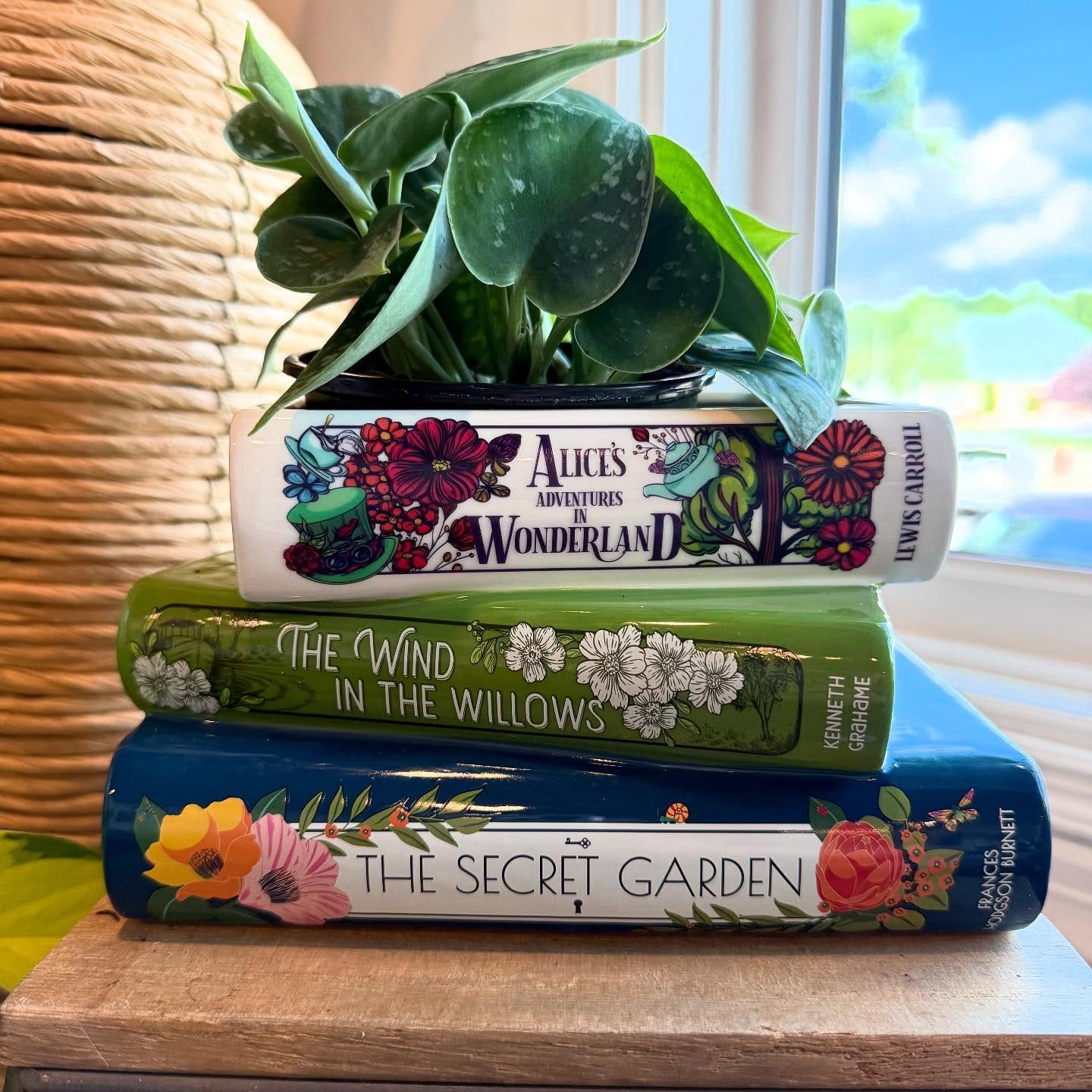 compact book planter on windowsill