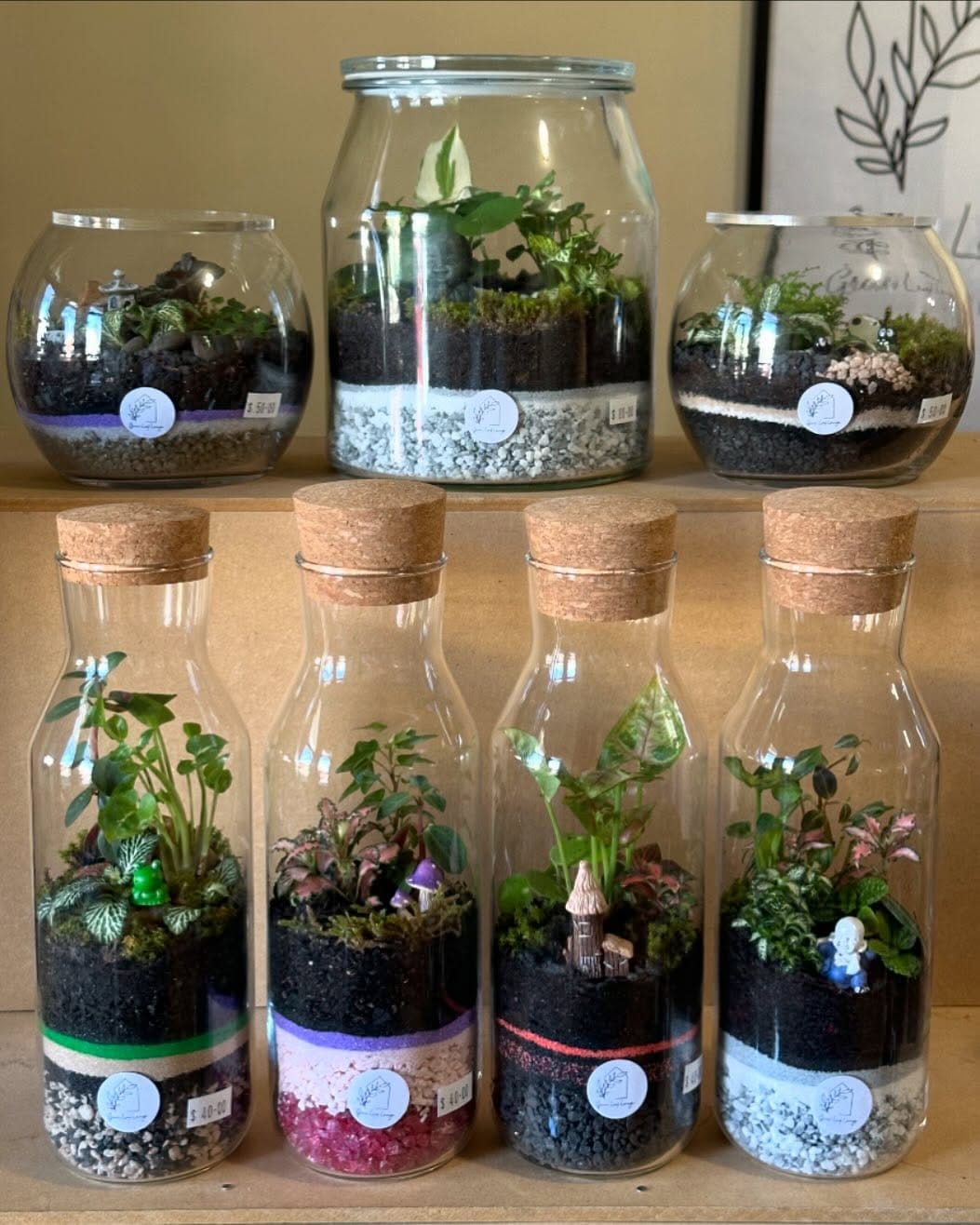 sand and stone bottle garden