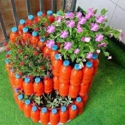 layered soil bottle garden with colorful sands