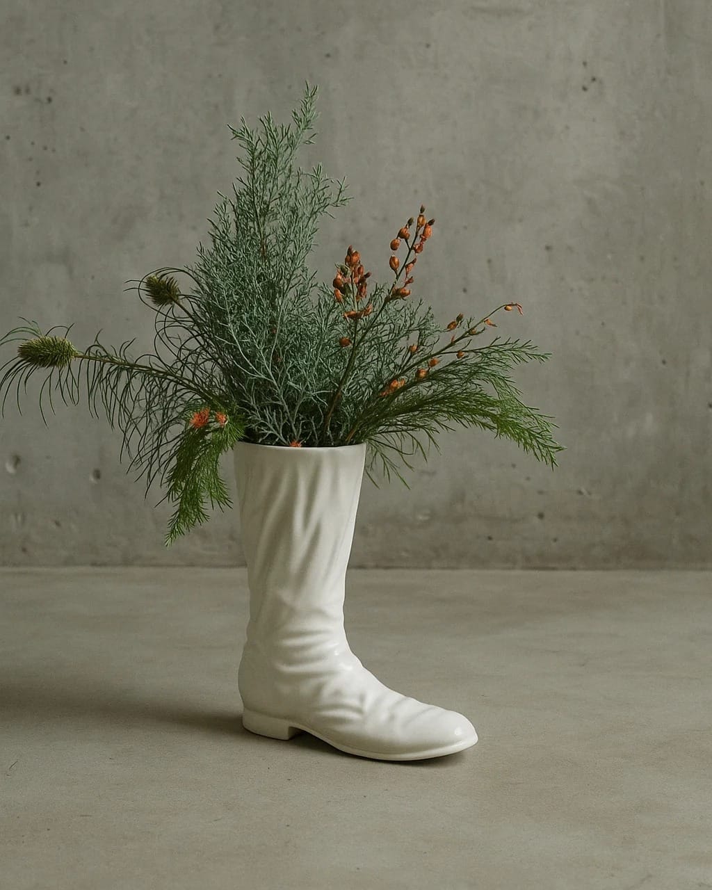 rustic wooden shoe plant holder on a porch