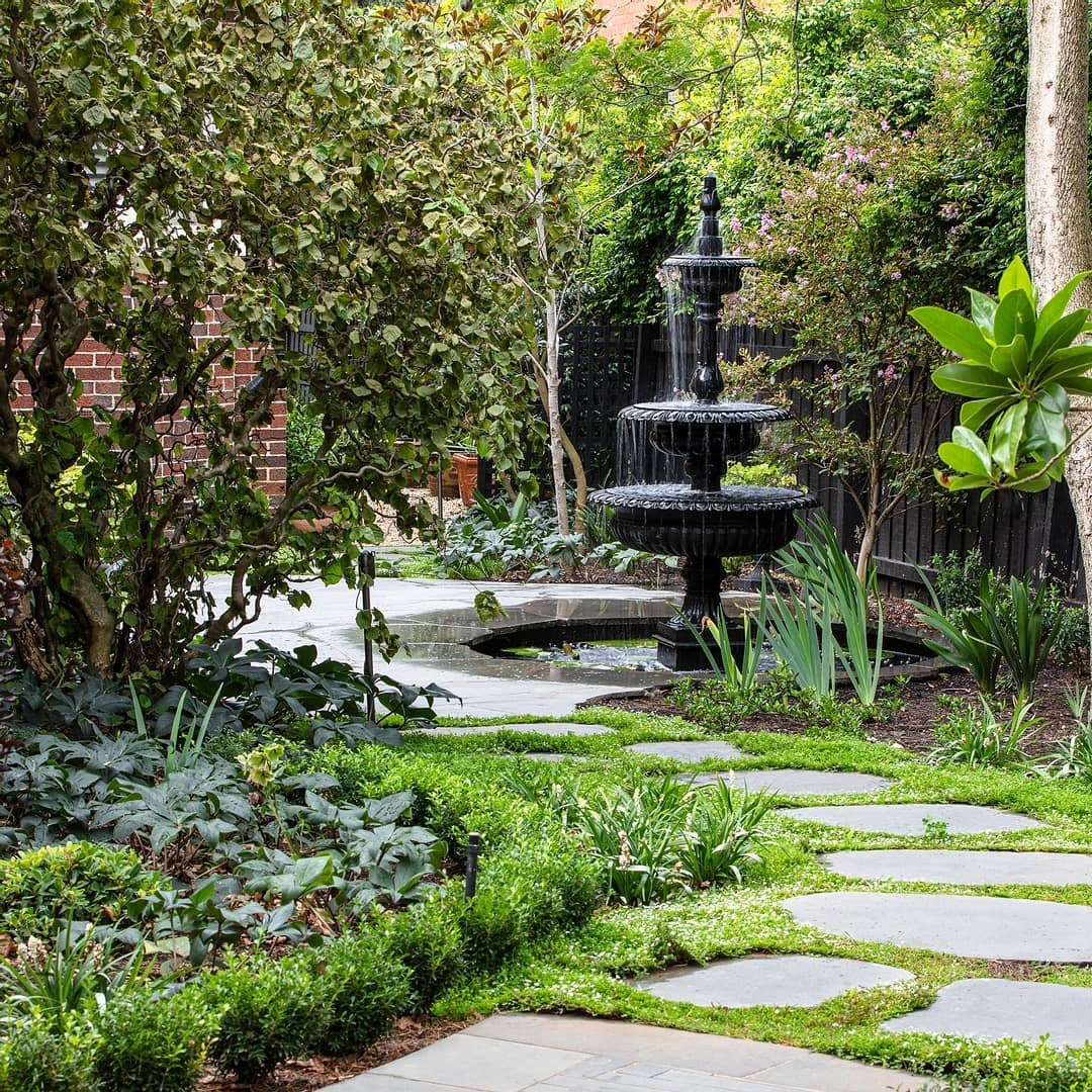 rock garden with succulents in fountain