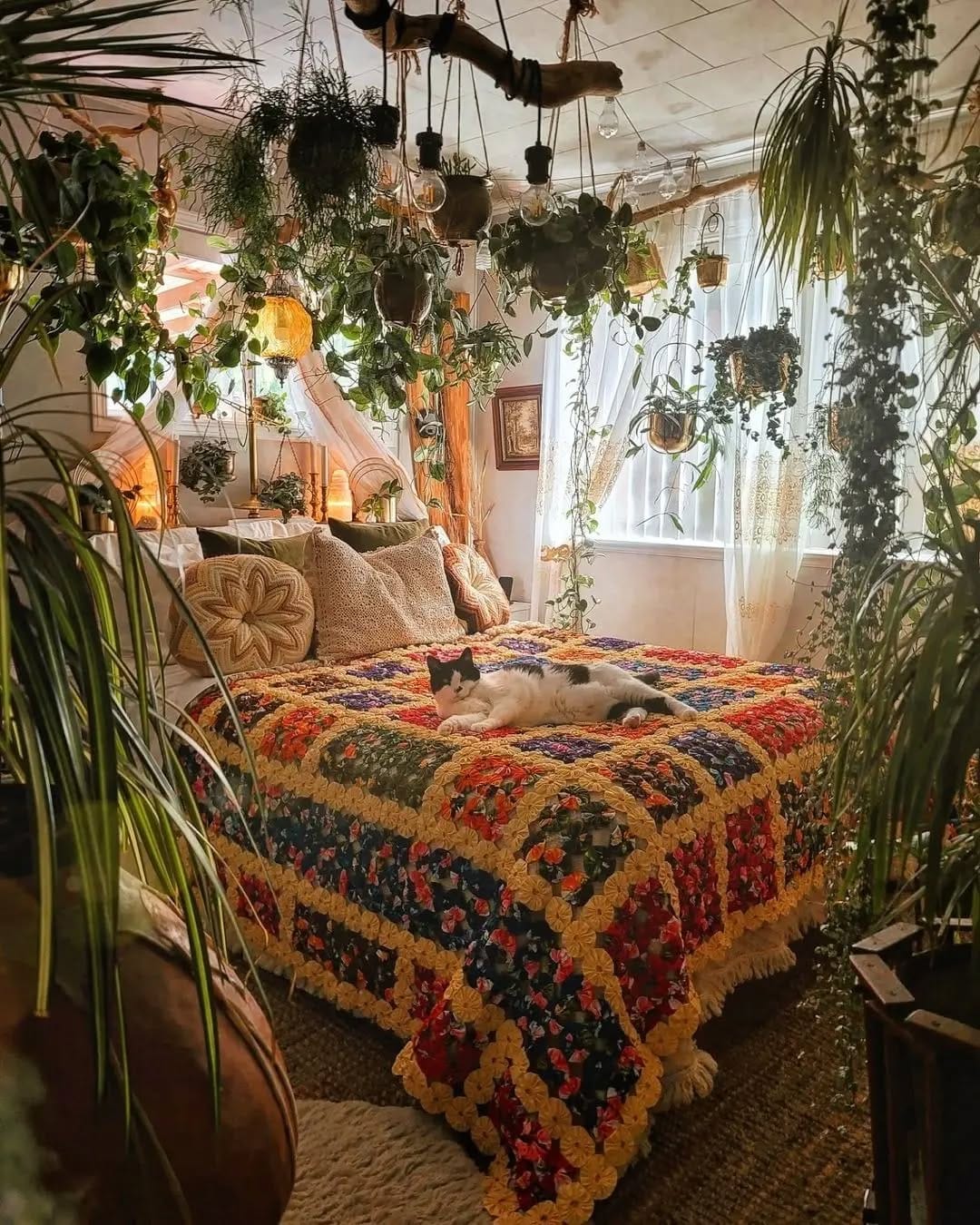 preserved plant arrangement on bedside table