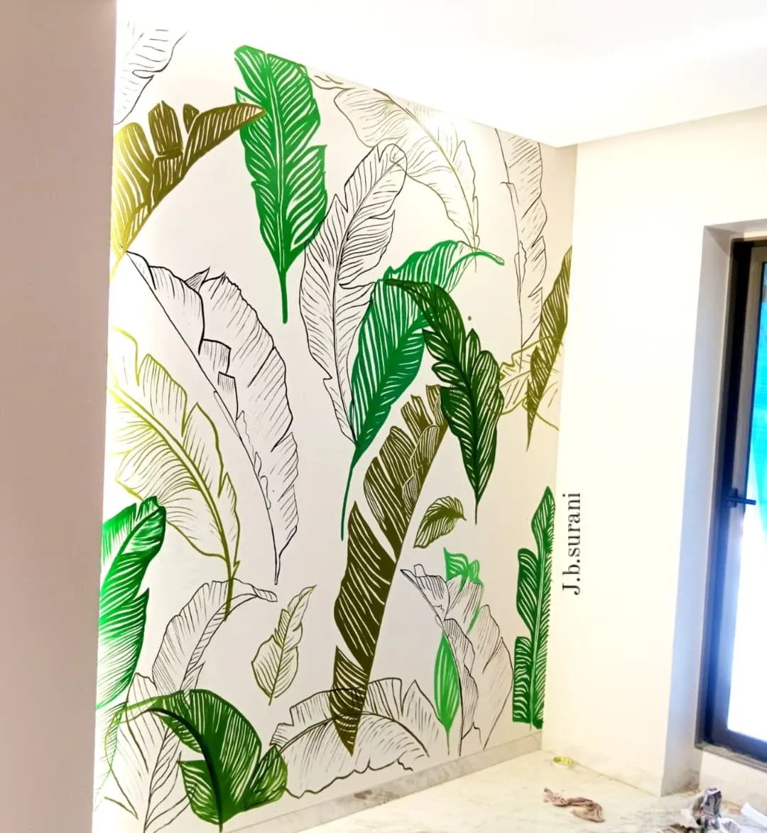 large leaf vein wall mural