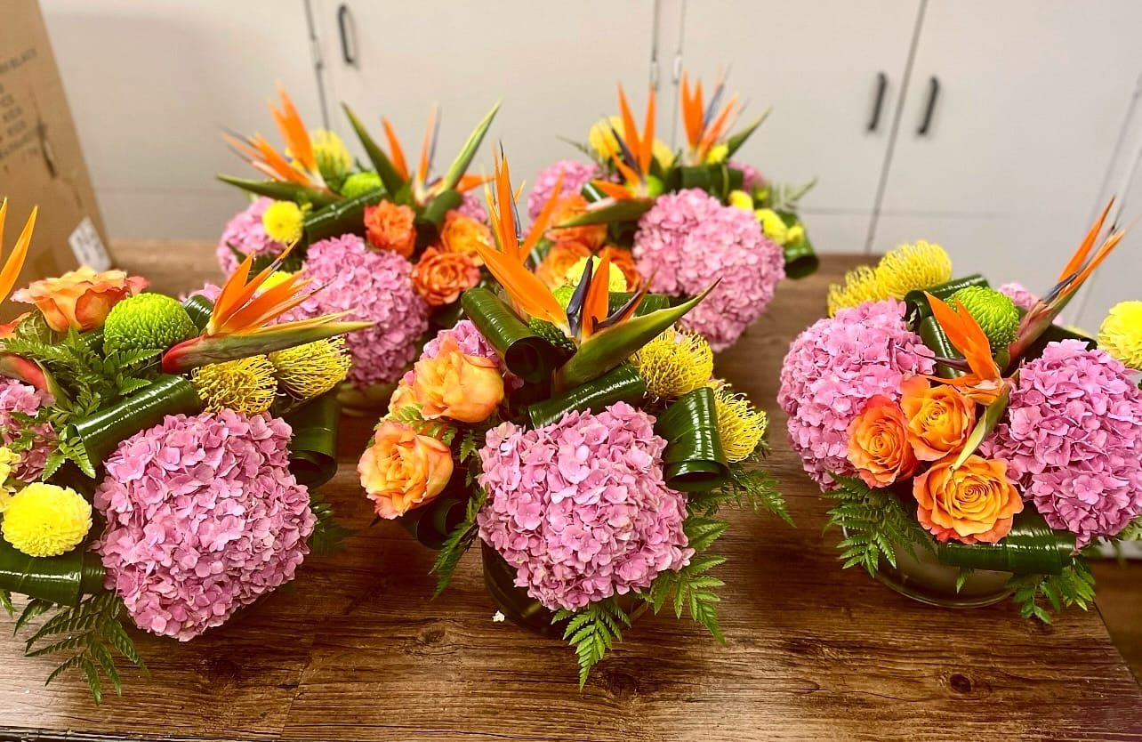 bird of paradise in woven basket