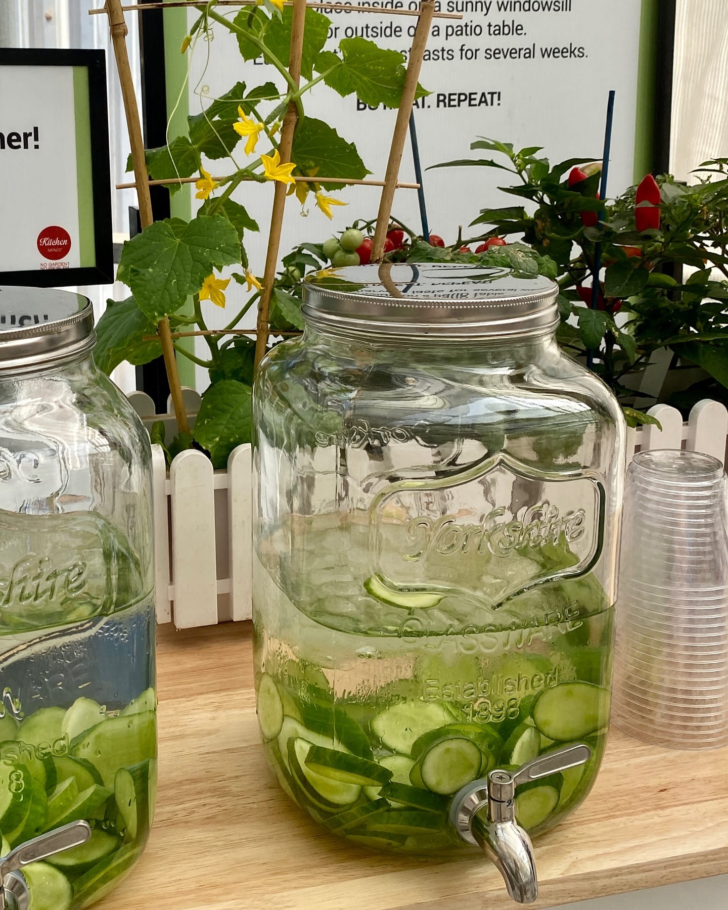 Mason jars on a kitchen island