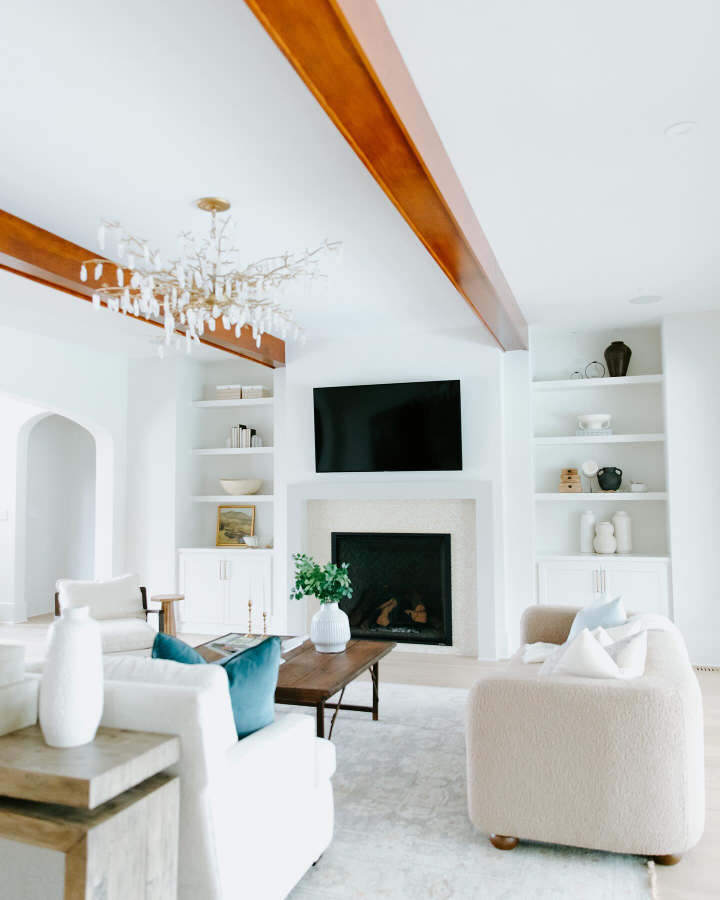 living room with floating furniture