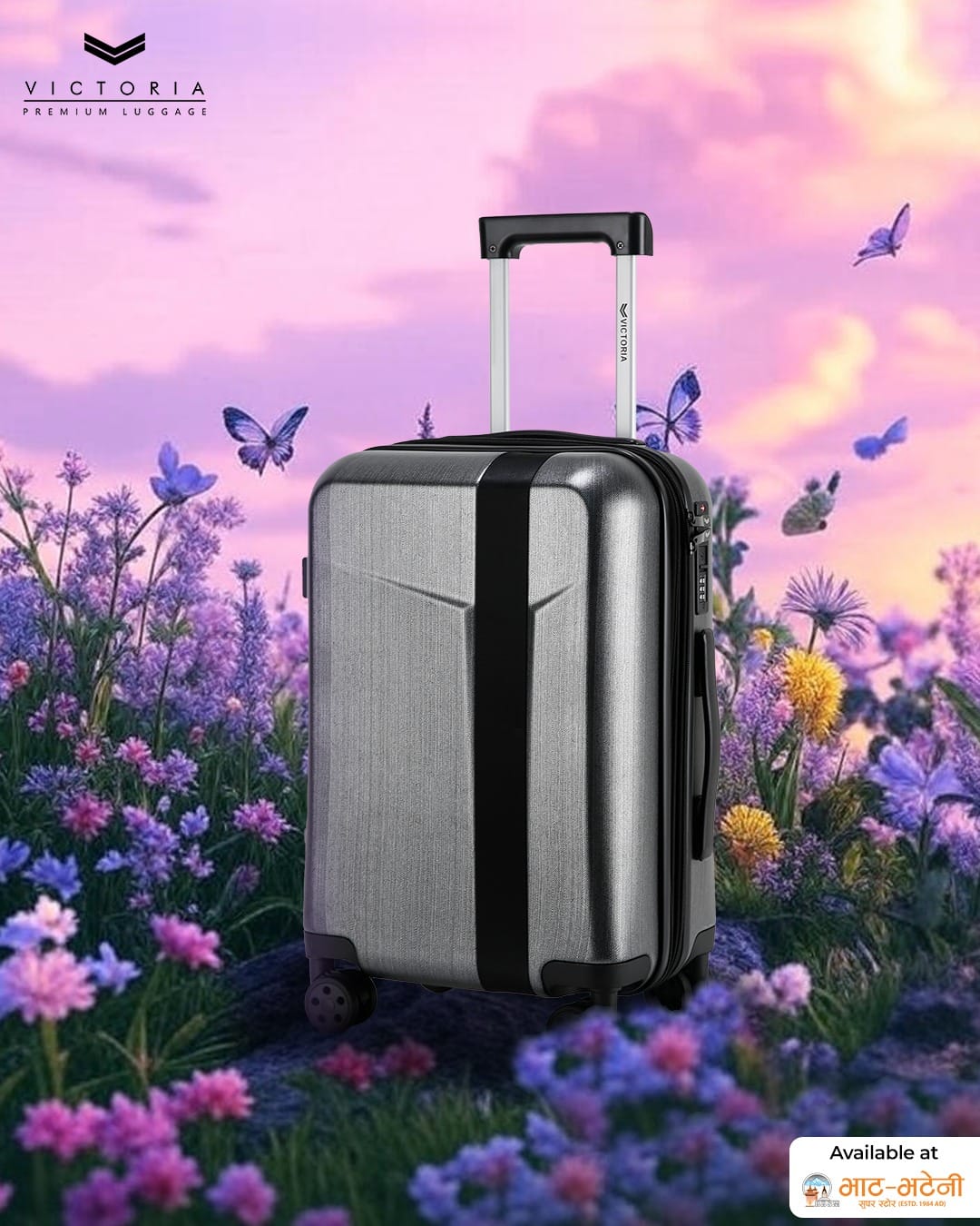 suitcase with travel stickers and herbs