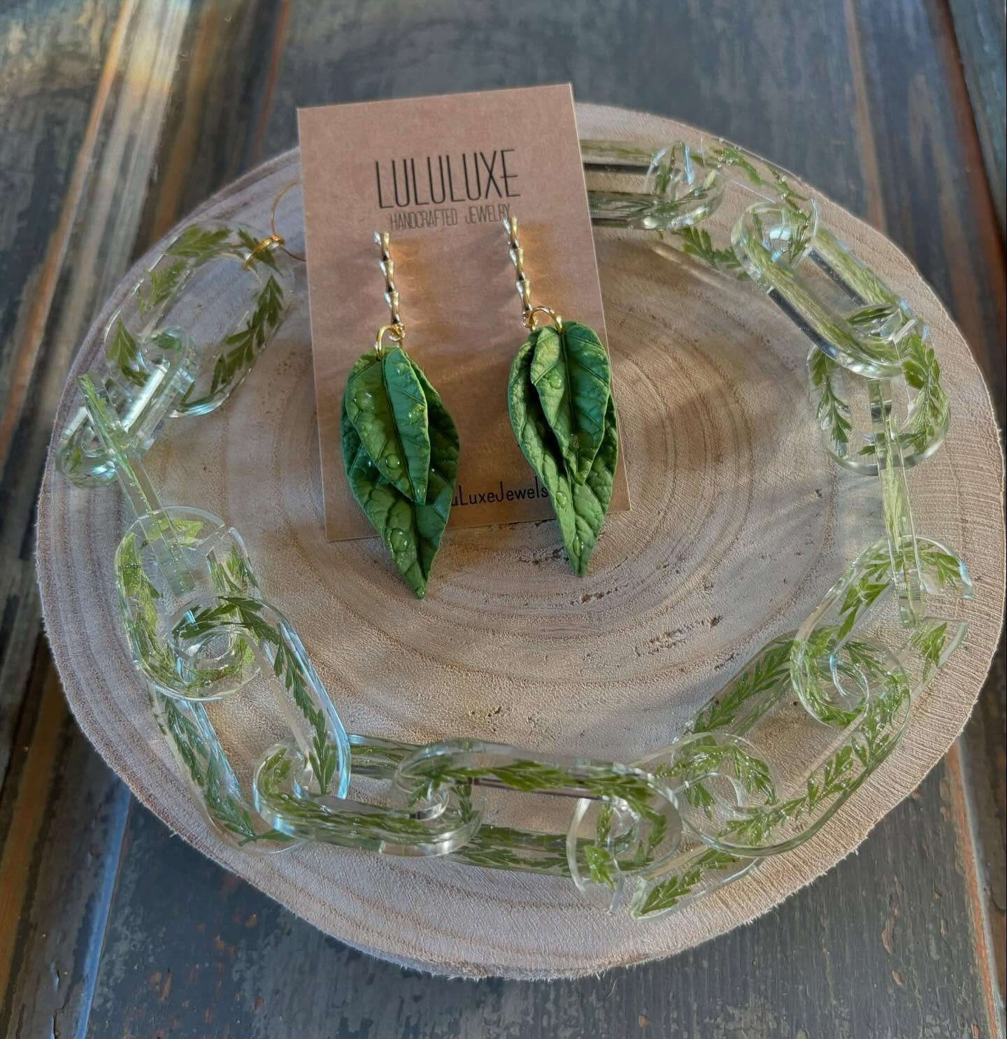 fern cufflinks on shirt