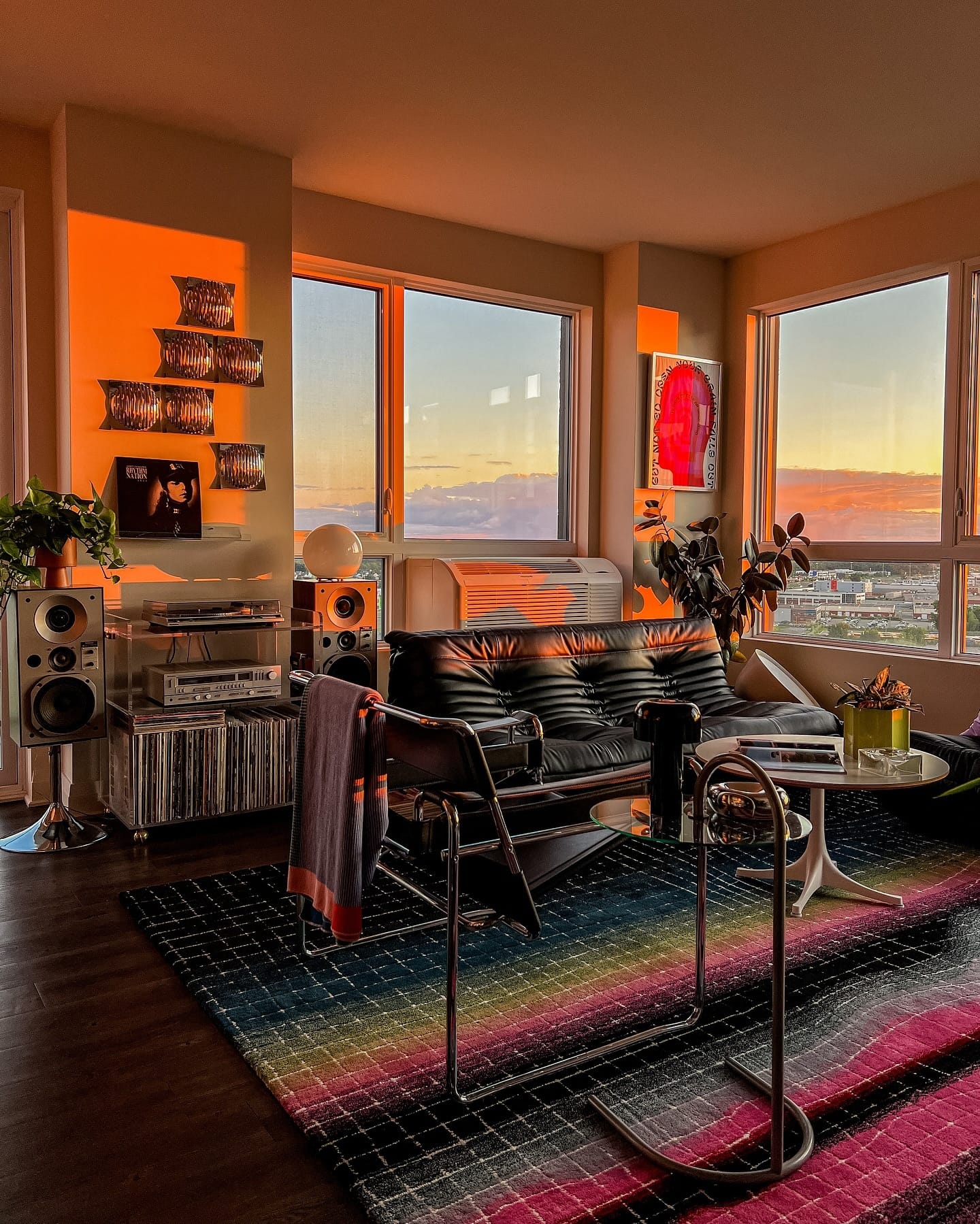 sunset-colored mosaic backsplash