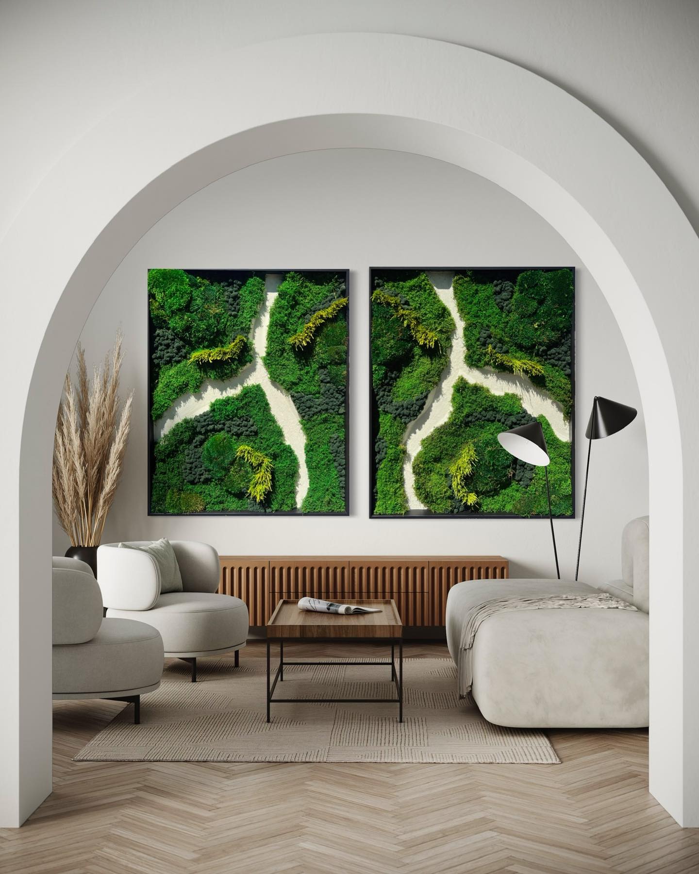 moss and stone wall mix