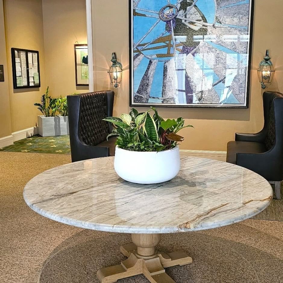 conference room with biodegradable decor