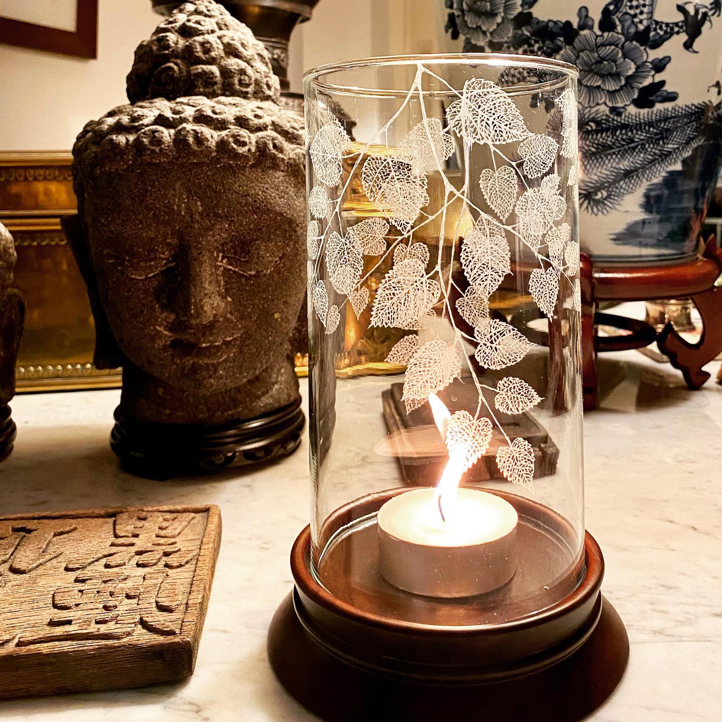leaf vein illuminated candle holder