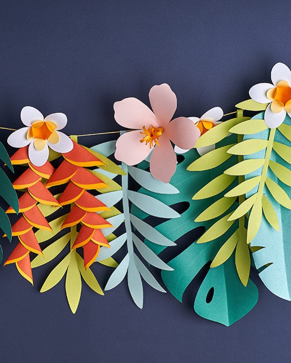 paper leaf garland on wall