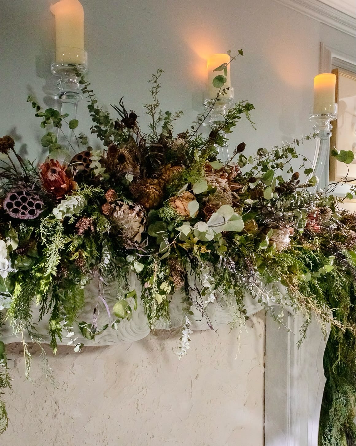 preserved plant mantel display