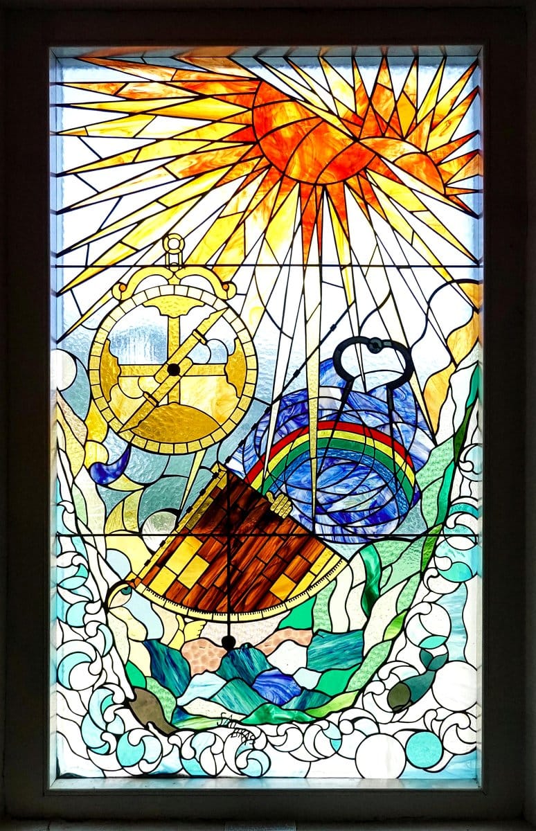 Mosaic planter with colorful sea glass