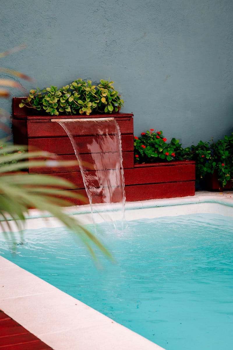 solar-powered planter water feature