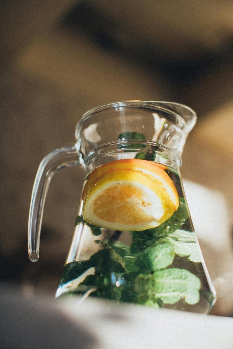 mint leaves in glass jar