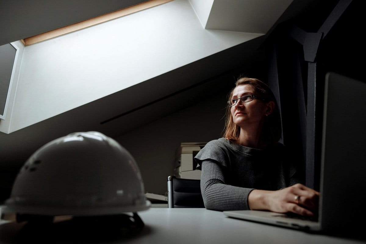 office with ceiling skylight