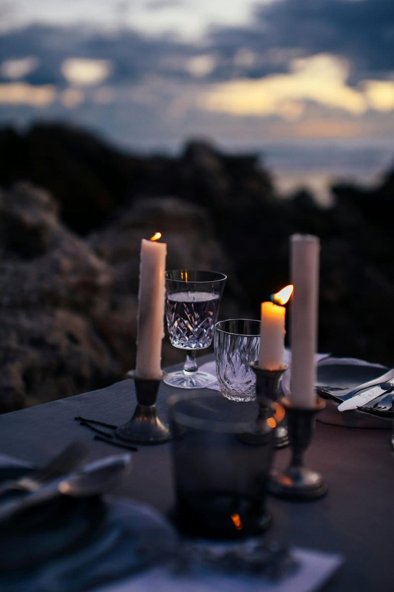 Elegant sea glass candle holder with tealights
