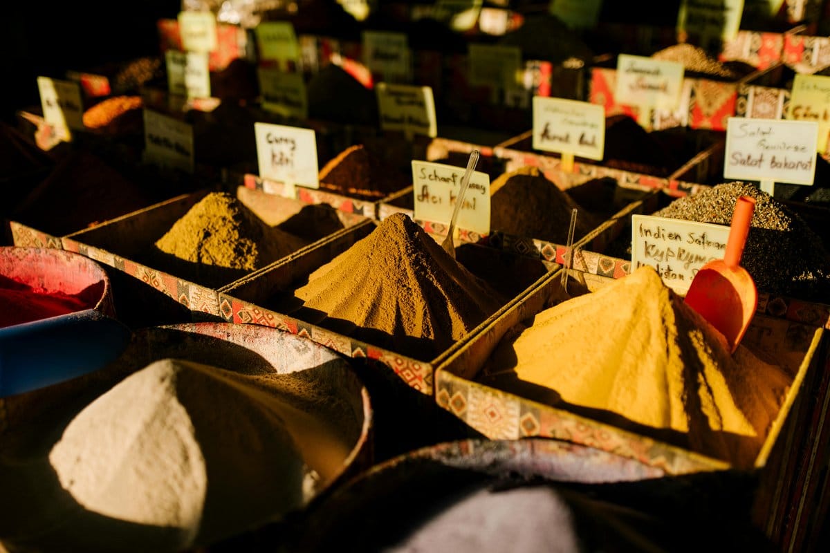Abstract saffron spice market painting