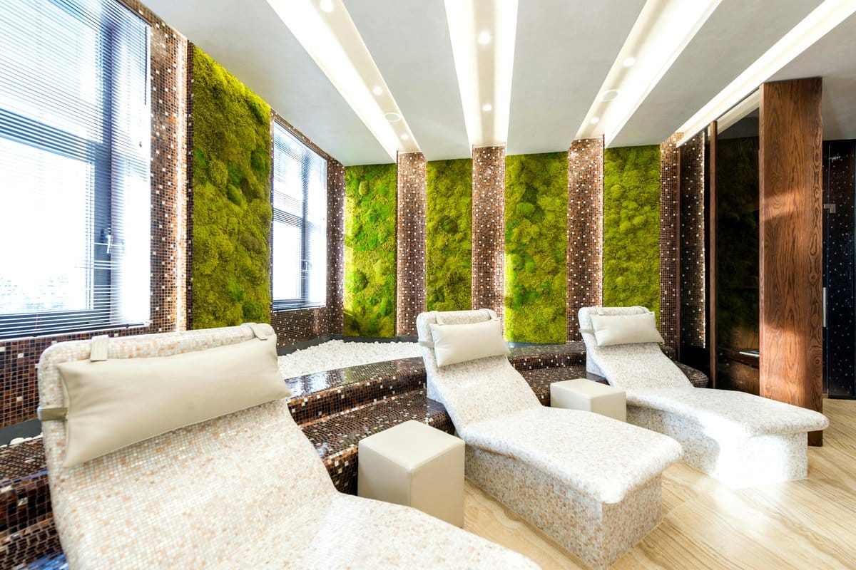 Indoor plants with Cretan mosaic tile wraps