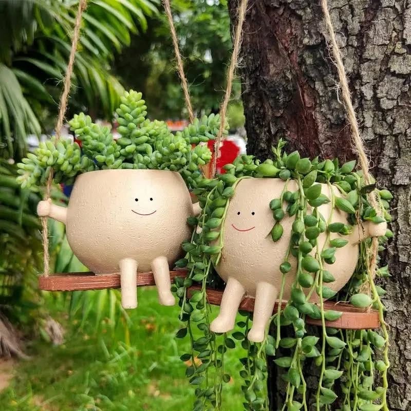 hanging plant pots in kitchen