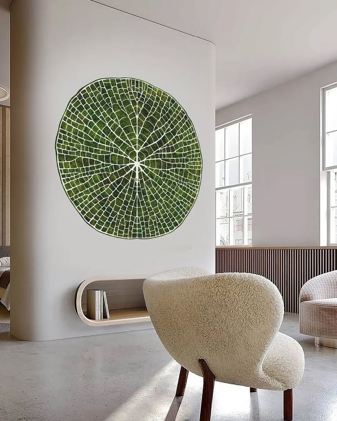leaf vein wall art installation