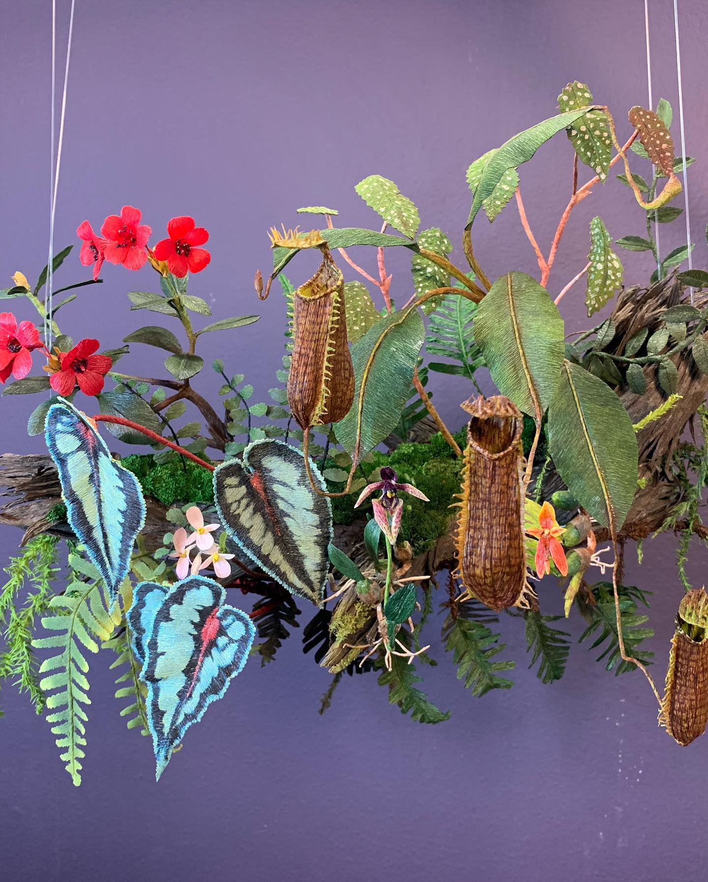 wire sculpture adorned with epiphytes