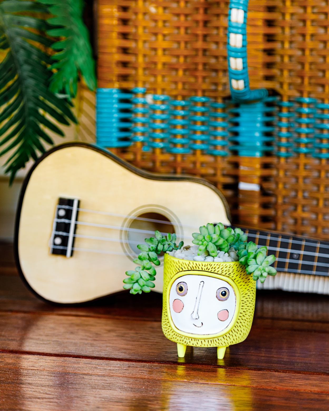 guitar planter on a sunny balcony