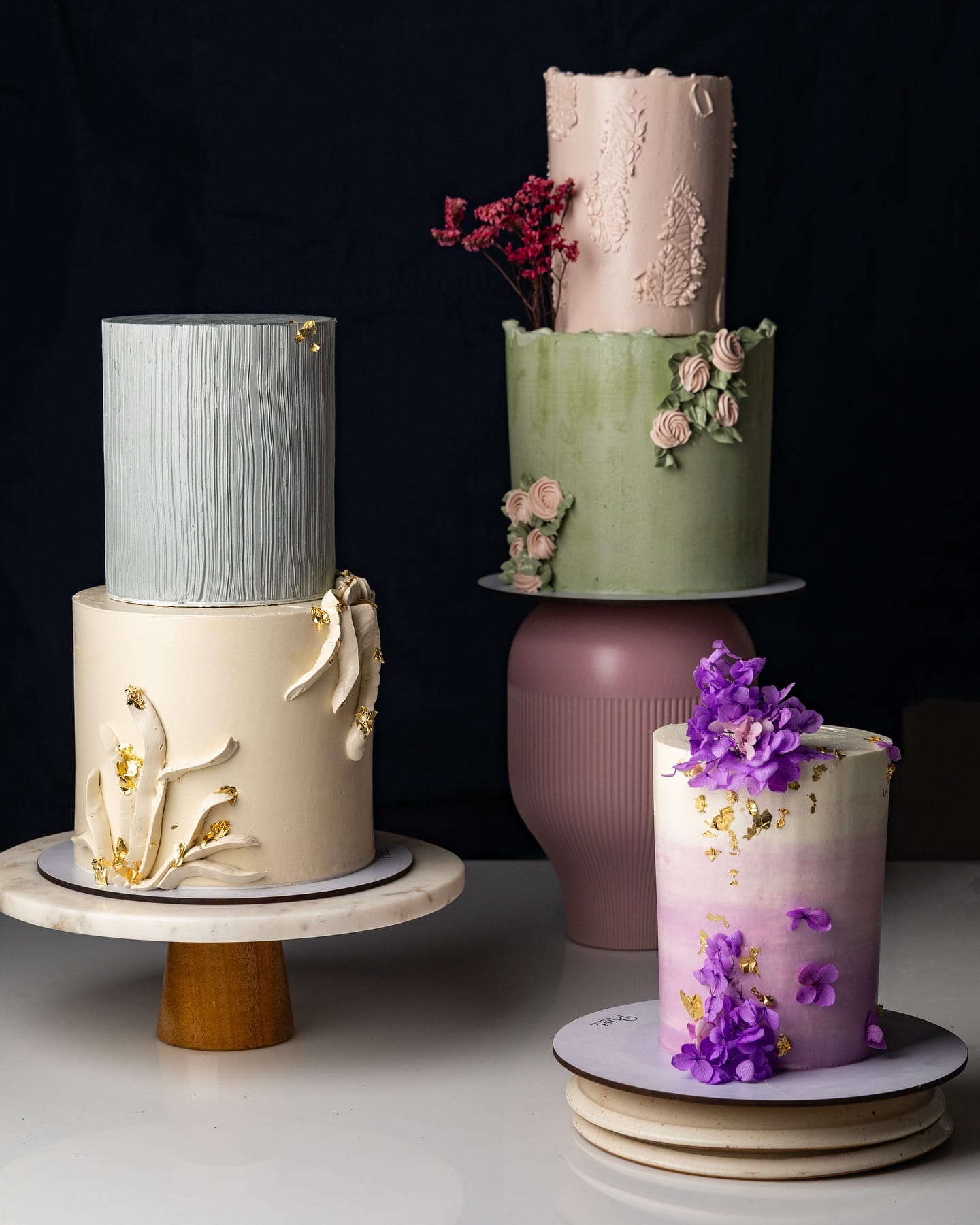 tiered cake stand with tin can herbs