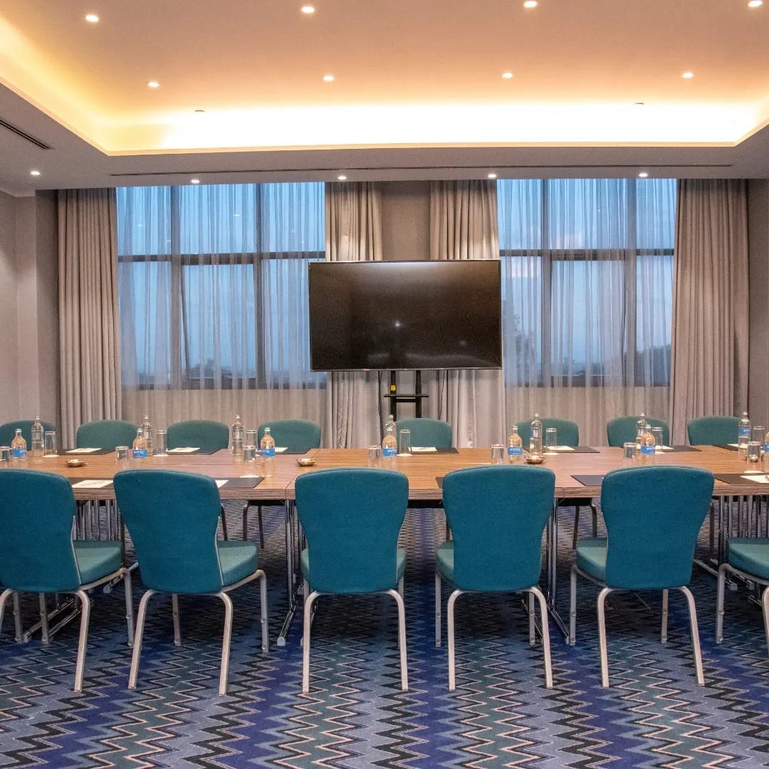 conference room with small water fountain