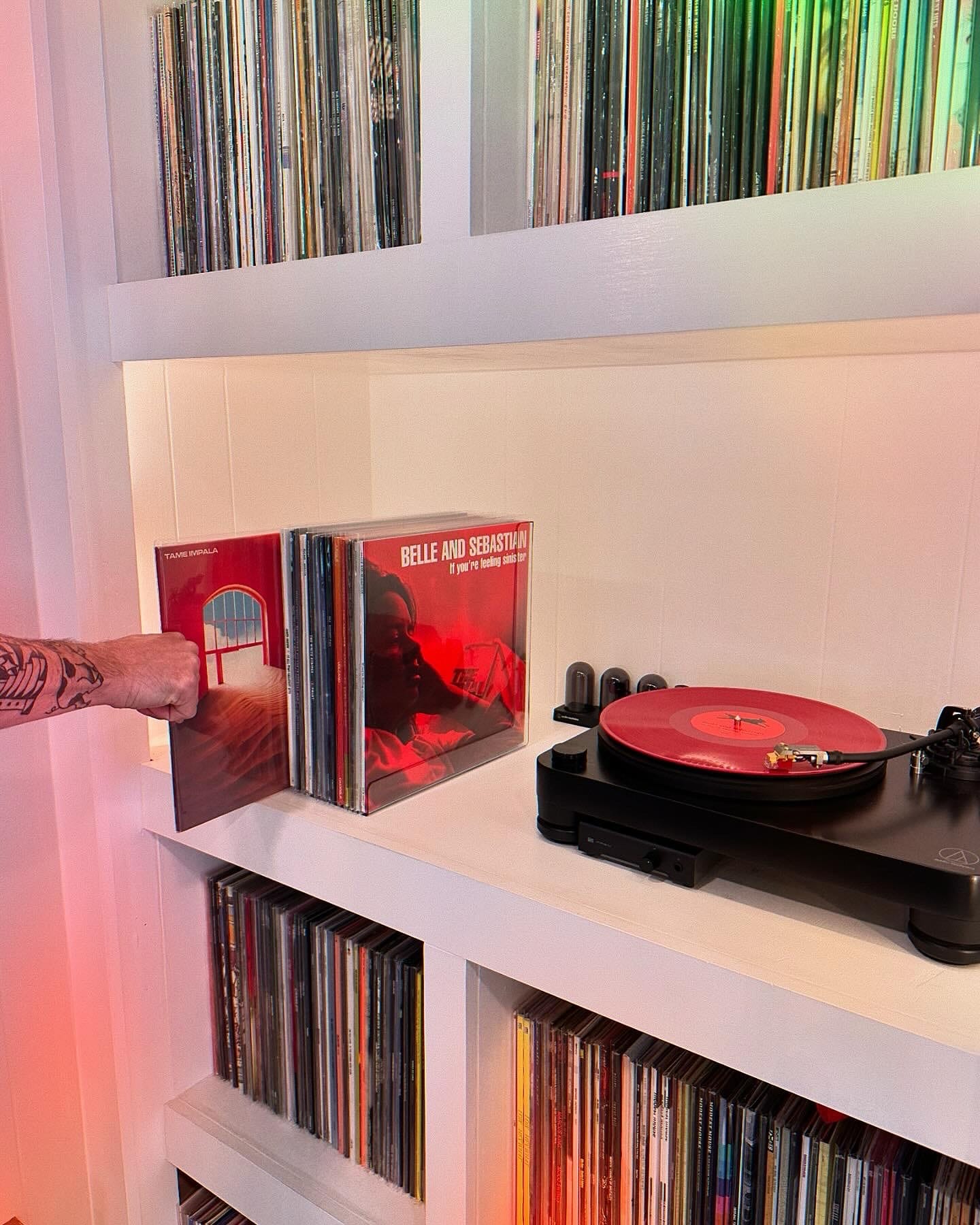 corner nook with plants and record player