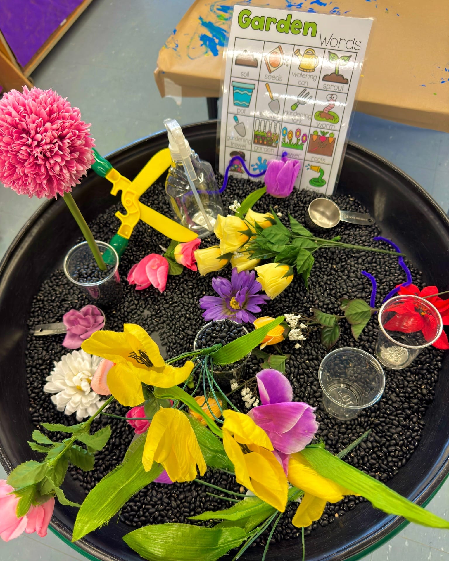 wooden tray with assorted plants