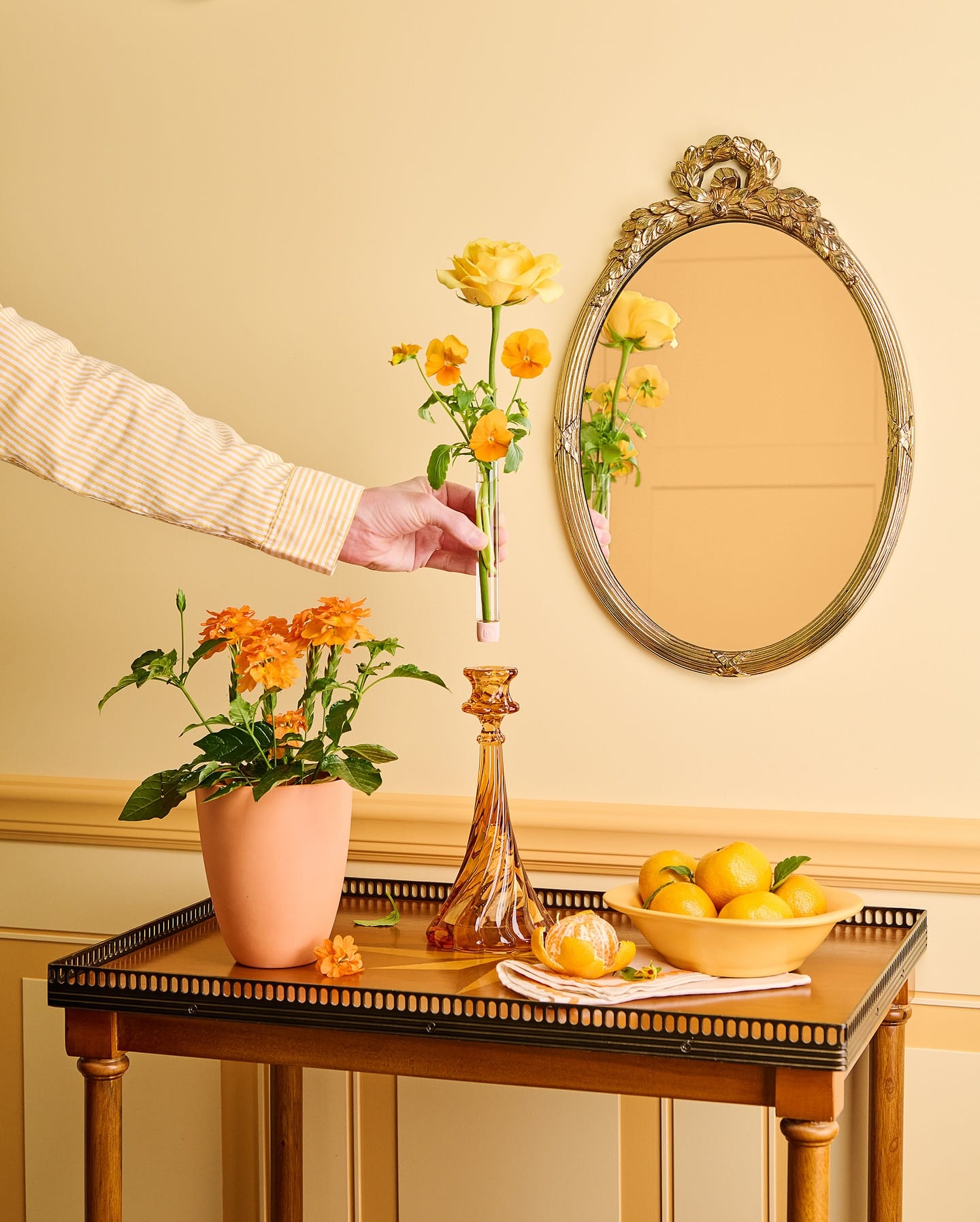 floating candle wall using wall-mounted test tubes