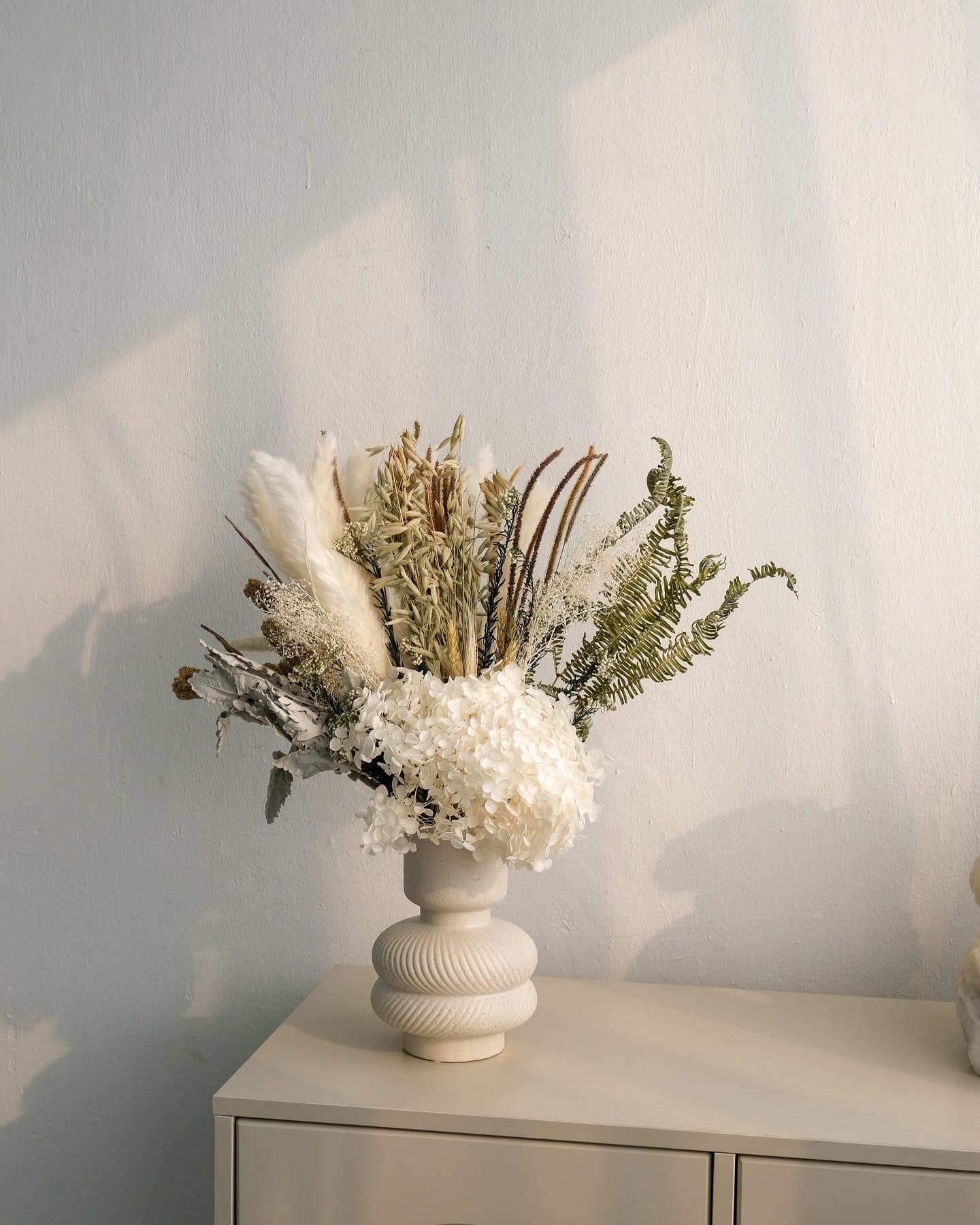 minimalist preserved plant arrangement